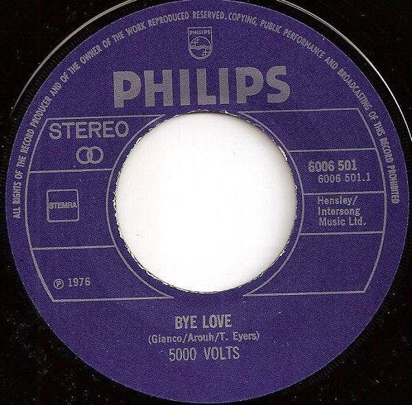 5000 Volts : Bye Love (7", Single)