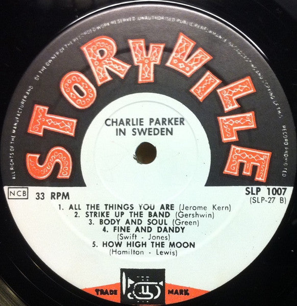 Charlie Parker : Charlie Parker In Sweden 1950 (LP, Album)
