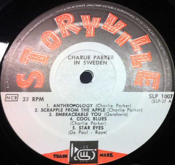 Charlie Parker : Charlie Parker In Sweden 1950 (LP, Album)