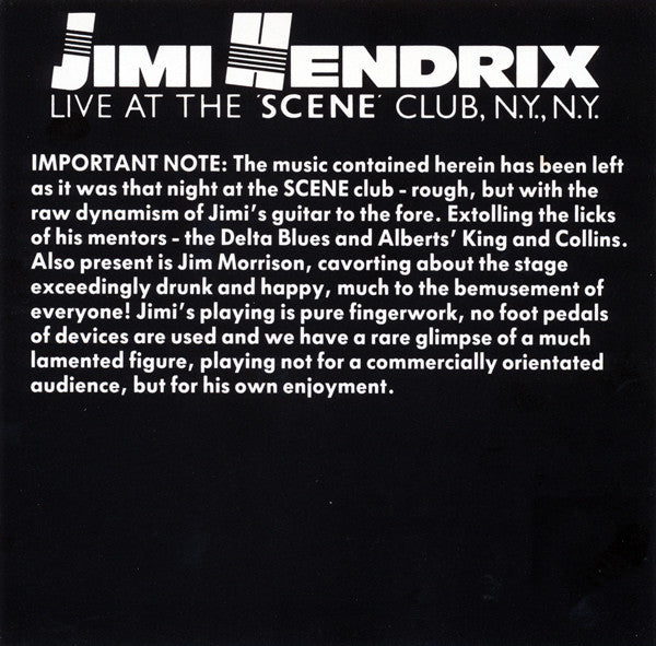 Jimi Hendrix : Live At The Scene Club, N.Y., N.Y. (CD, Album)