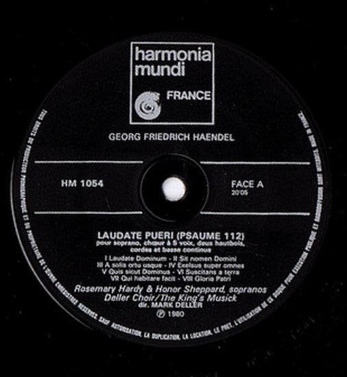 Georg Friedrich Händel, Deller Consort, The King's Musick , direction Mark Deller : Laudate Pueri / Nisi Dominus / Salve Regina (LP, Gat)