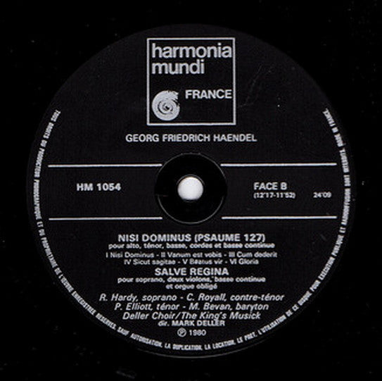 Georg Friedrich Händel, Deller Consort, The King's Musick , direction Mark Deller : Laudate Pueri / Nisi Dominus / Salve Regina (LP, Gat)