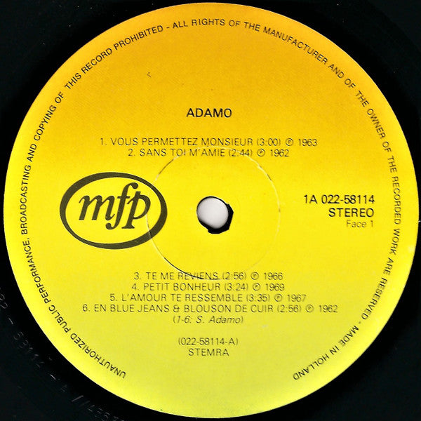 Adamo : Adamo (LP, Comp)