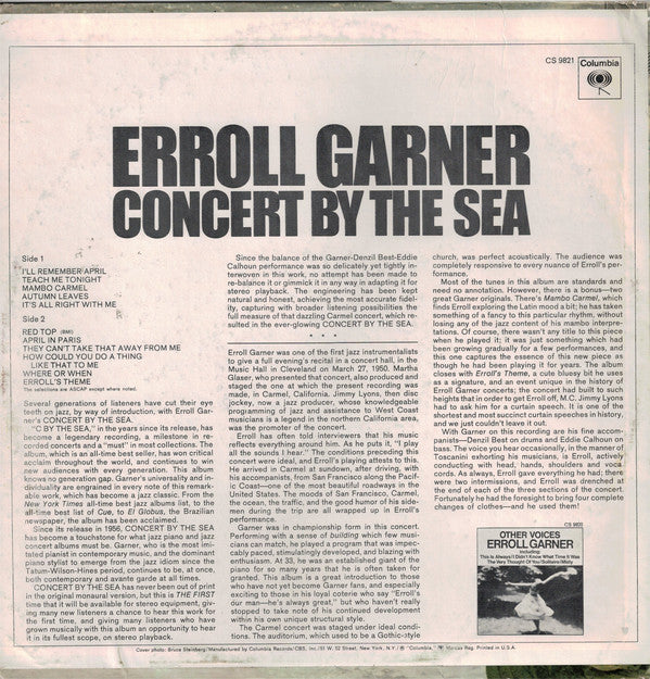 Erroll Garner : Concert By The Sea (LP, Album, RE)