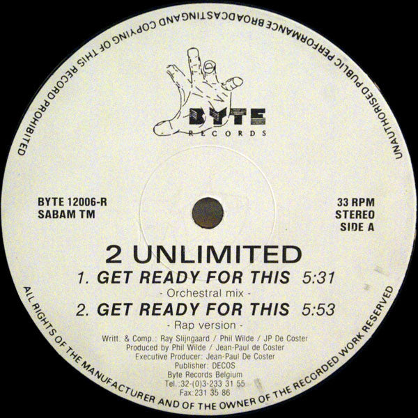 2 Unlimited : Get Ready For This (12")
