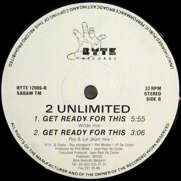 2 Unlimited : Get Ready For This (12")