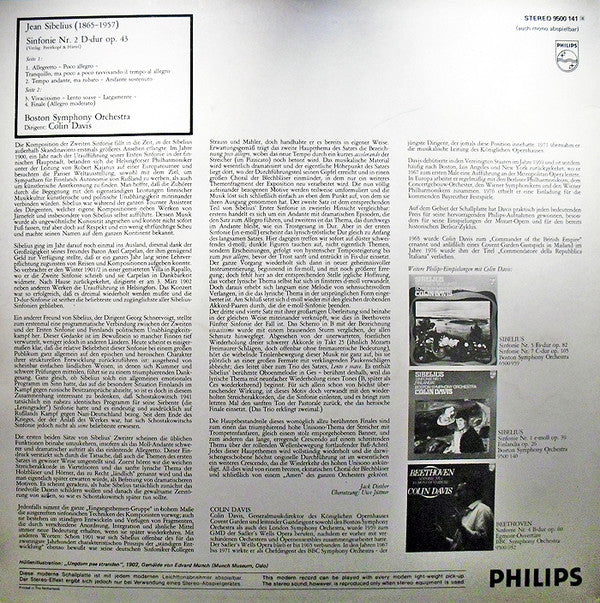 Jean Sibelius, Boston Symphony Orchestra · Sir Colin Davis : Sinfonie Nr. 2 (LP)