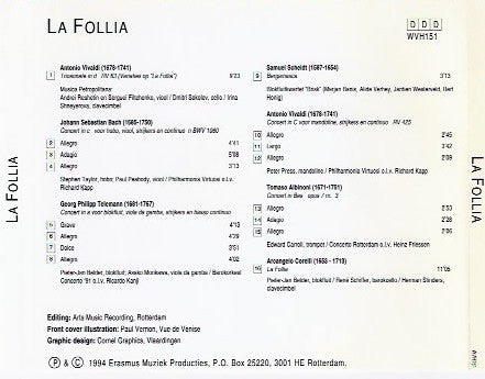 Johann Sebastian Bach, Arcangelo Corelli, Antonio Vivaldi : La Follia (CD, Comp)