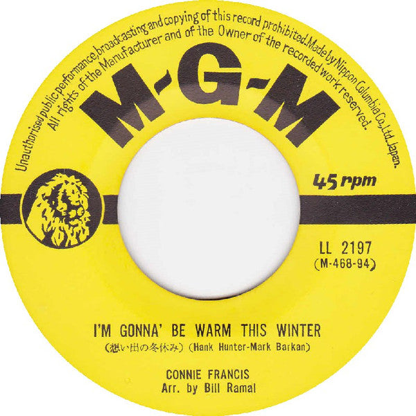 Connie Francis : I'm Gonna' Be Warm This Winter = 想い出の冬休み (7", Single)