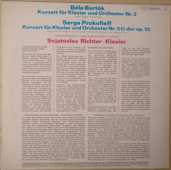 Sviatoslav Richter, Lorin Maazel, Béla Bartók / Sergei Prokofiev : Concerto N.2 / Concerto N.5 (LP)