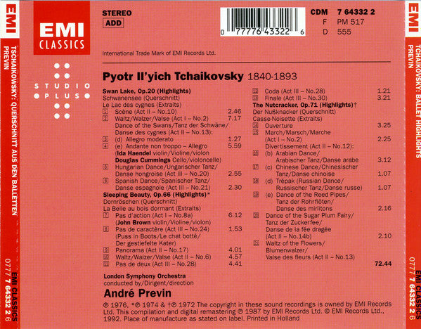 André Previn, Pyotr Ilyich Tchaikovsky, London Symphony Orchestra : Swan Lake, Sleeping Beauty, The Nutcracker (CD, RE)