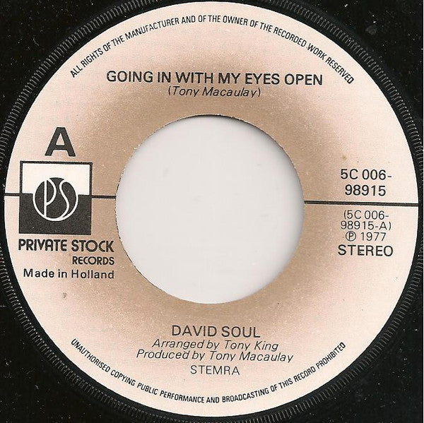 David Soul : Going In With My Eyes Open (7", Single)