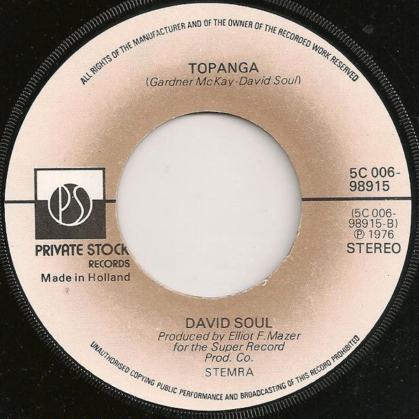 David Soul : Going In With My Eyes Open (7", Single)