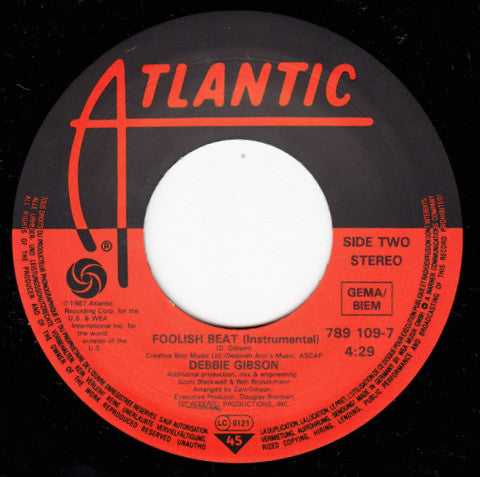 Debbie Gibson : Foolish Beat (7", Single)