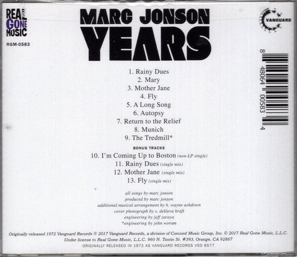 Mark Johnson (3) : Years (CD, Album, RE, RM, Exp)