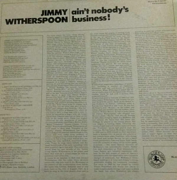 Jimmy Witherspoon : Ain't Nobody's Business (LP, Mono, RE)