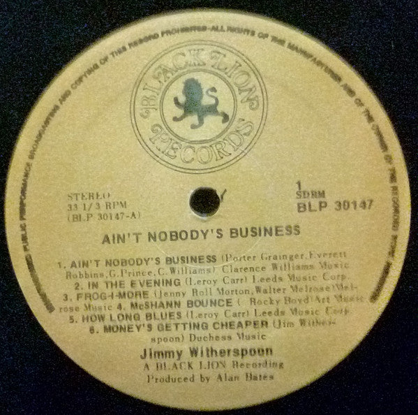Jimmy Witherspoon : Ain't Nobody's Business (LP, Mono, RE)