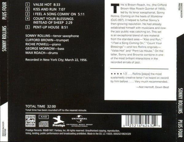 Sonny Rollins : Plus 4 (CD, Album, RE, RM)