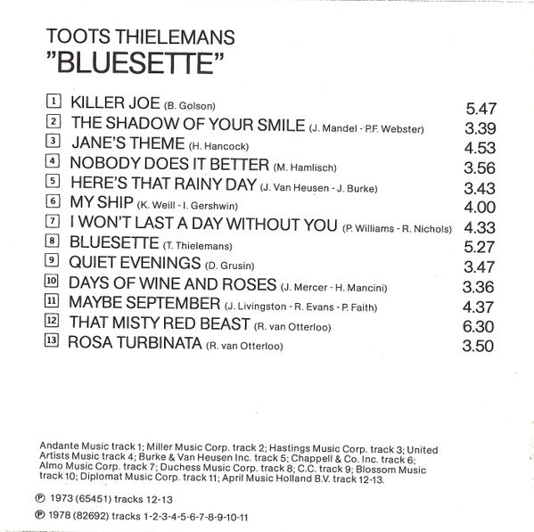Toots Thielemans : Bluesette (CD, Comp, RE)