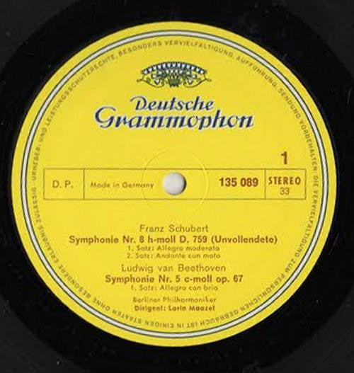 Franz Schubert / Ludwig van Beethoven, Berliner Philharmoniker, Lorin Maazel : Symphonie Nr. 8 H-moll D. 759 »Unvollendete« / Symphonie Nr. 5 C-moll Op. 67 (LP, Album, RP)