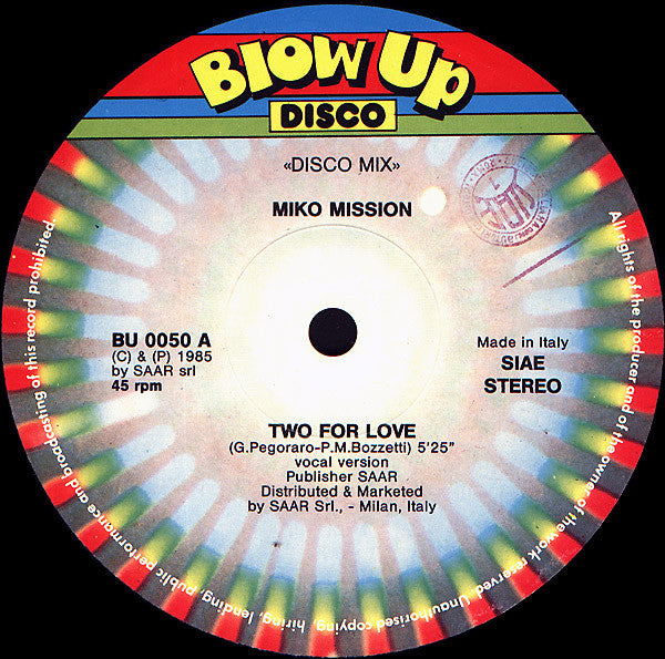 Miko Mission : Two For Love (12")
