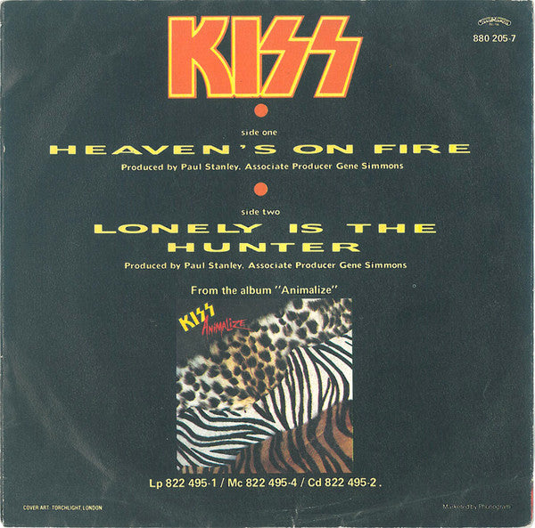 Kiss : Heaven's On Fire (7", Single)