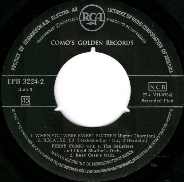 Perry Como : Como's Golden Records (7", EP, Comp)