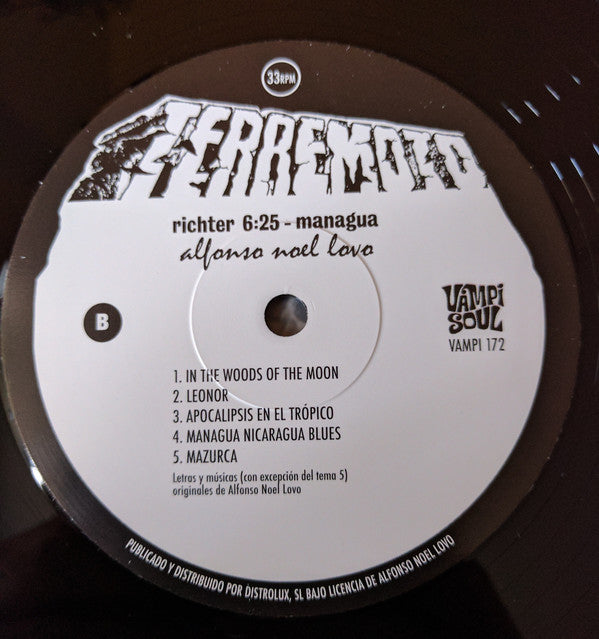 Alfonso Lovo : Terremoto Richter 6:25 Managua (LP, Album, RE)