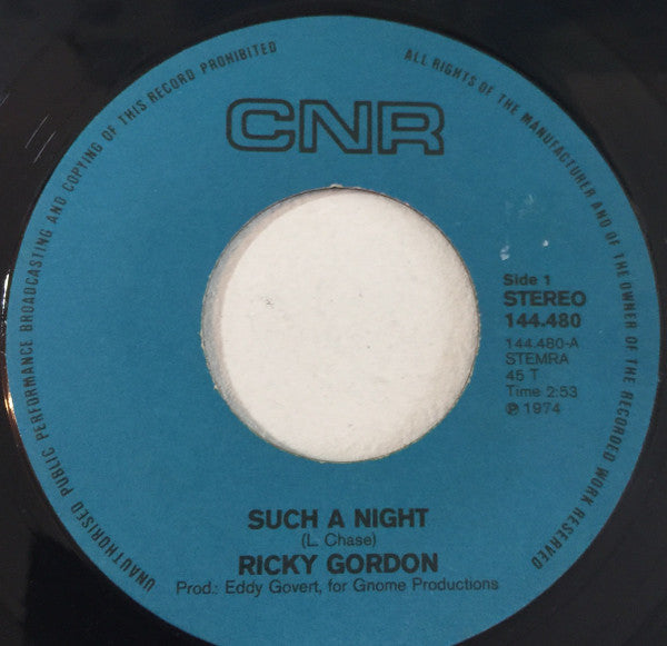 Ricky Gordon : Such A Night (7", Single)