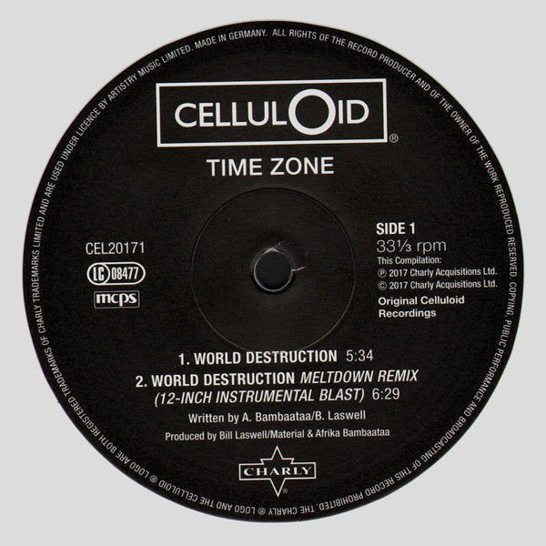 Time Zone Featuring John Lydon And Afrika Bambaataa : World Destruction (The Complete Celluloid Mixes) (12", RSD, RM, Whi)
