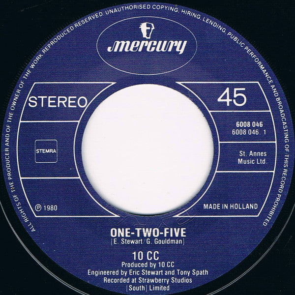 10cc : One-Two-Five (7", Single)