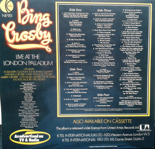 Bing Crosby : Live At The London Palladium (2xLP, Album, Ltd)