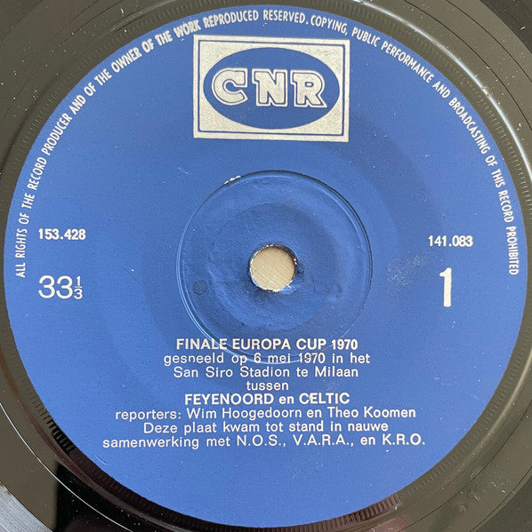 Theo Koomen & Wim Hoogendoorn : Gedeelten Uit Het Radio Wedstrijdverslag Feyenoord Celtic (Finale Europacup 6-5-1970) (7", Single, Blu)