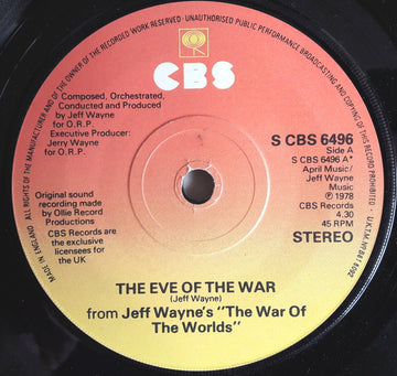 Jeff Wayne : The Eve Of The War (7", Single)