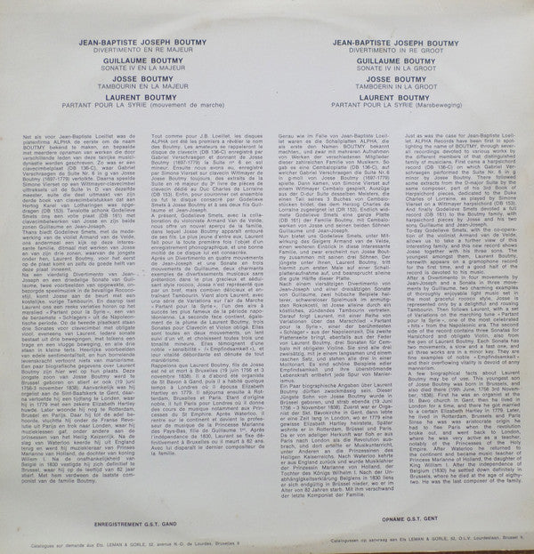 Jean Baptiste Joseph Boutmy, Guillaume Boutmy, Josse Boutmy, Laurent Boutmy, Godelieve Smets, Armand Van de Velde : La Dynastie Des Boutmy (LP, Album)