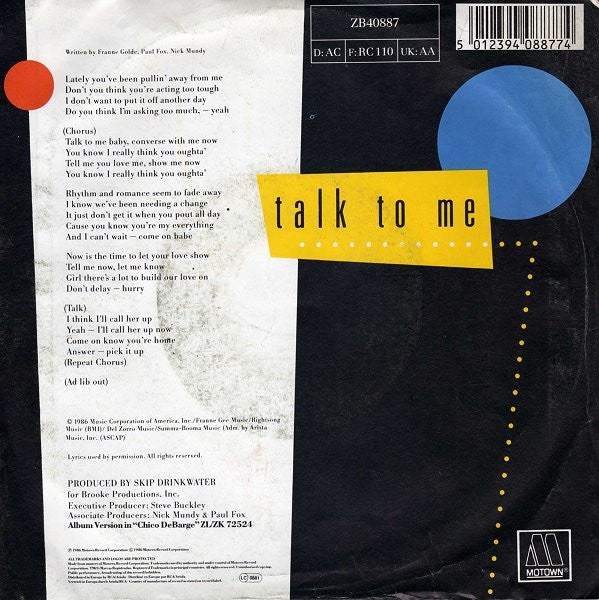 Chico DeBarge : Talk To Me (7", Single)