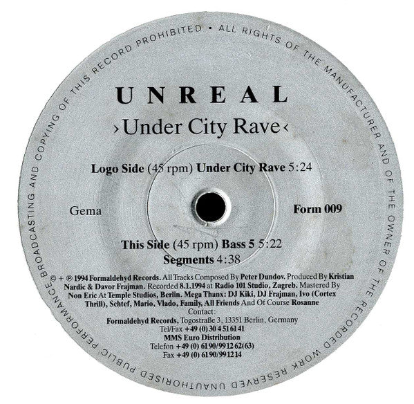 Unreal : Under City Rave (12")