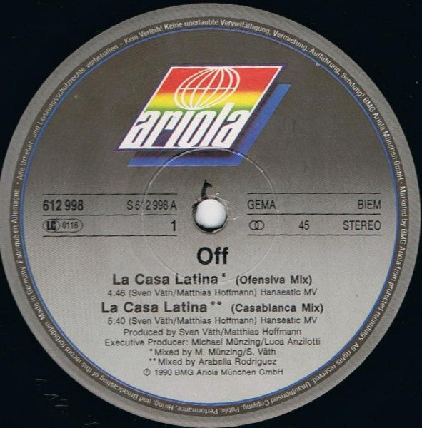Off : La Casa Latina ('90 Remix) (12", Maxi)