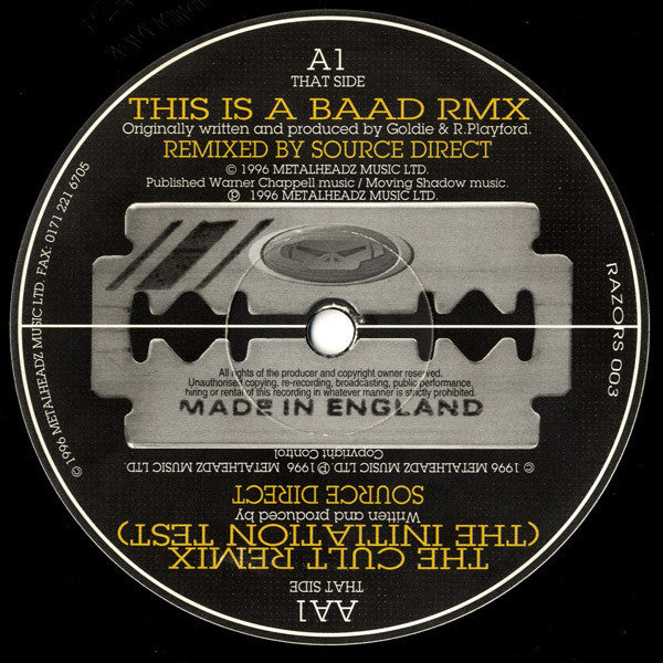 Goldie / Source Direct : This Is A Baad / The Cult (Remixes) (12")