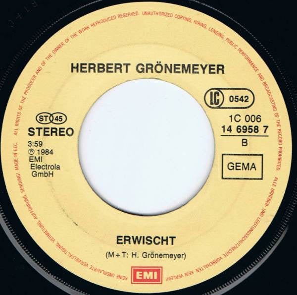 Herbert Grönemeyer : Alkohol (7", Single)