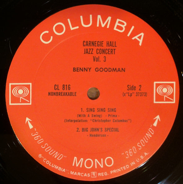 Benny Goodman : The Famous 1938 Carnegie Hall Jazz Concert Vol.3 (LP, Mono)