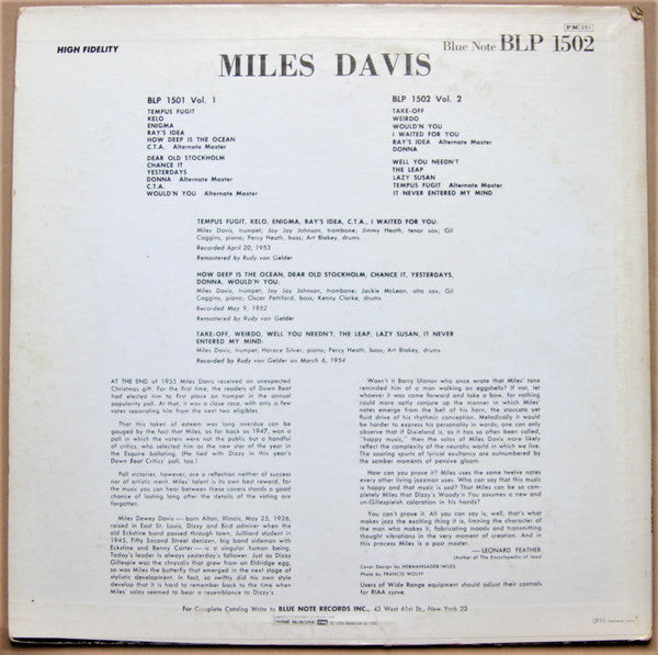 Miles Davis : Volume 2 (LP, Comp, Mono, RE, RM)