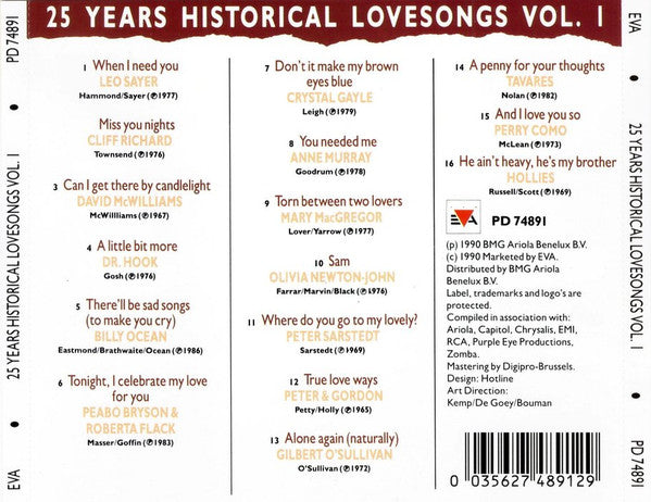 Various : 25 Years Historical Lovesongs Vol. 1 (CD, Comp)