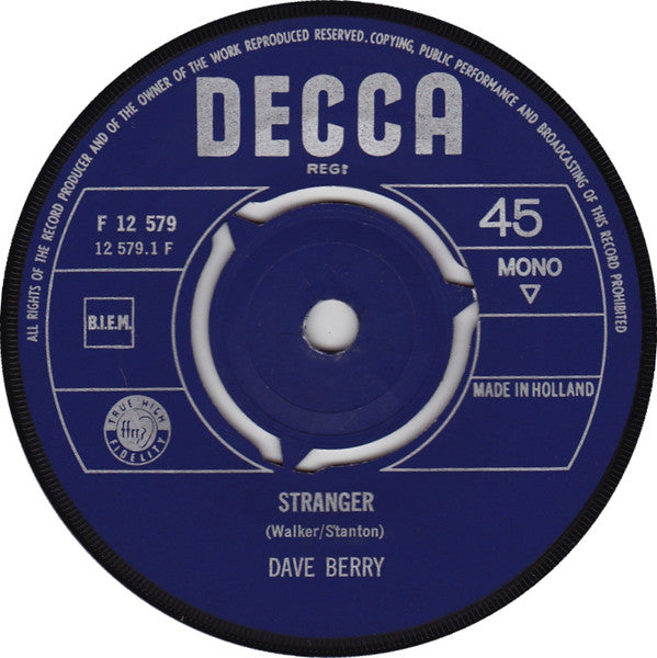 Dave Berry : Stranger / Stick By The Book (7", Single, Mono)