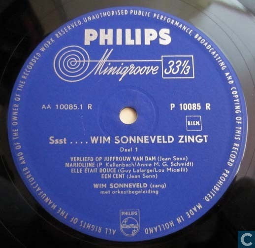 Wim Sonneveld : Ssst... Wim Sonneveld Zingt (10", Album, Min)