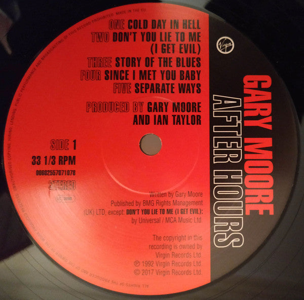 Gary Moore : After Hours (LP, Album, RE)