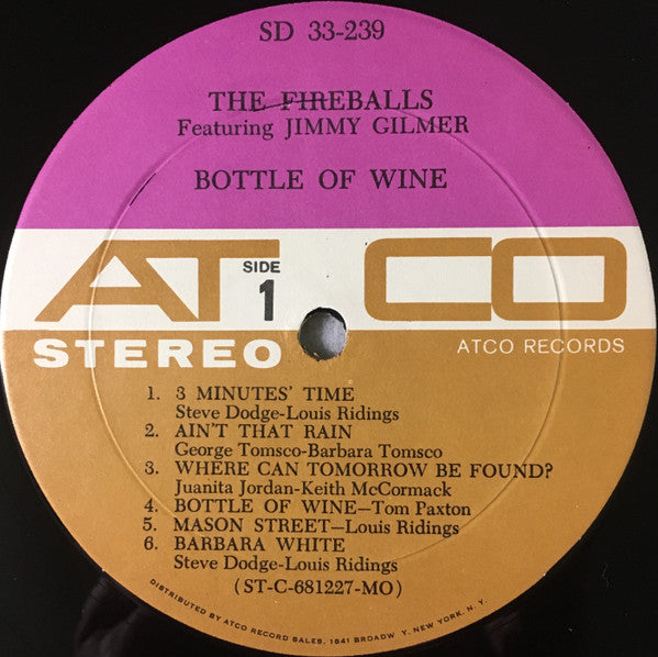 The Fireballs Featuring Jimmy Gilmer : Bottle Of Wine (LP, Album, Mon)