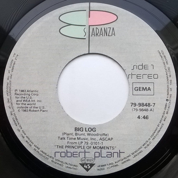 Robert Plant : Big Log (7", Single)