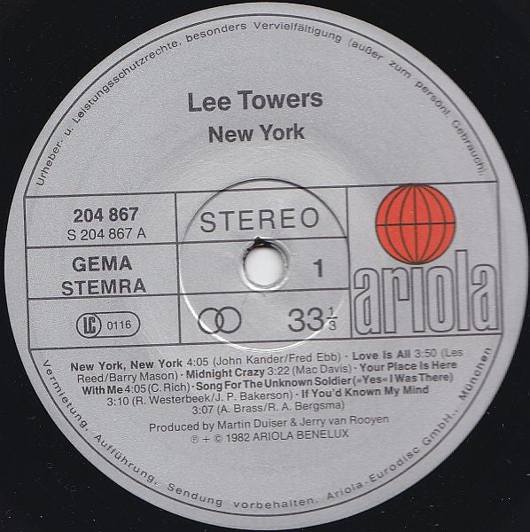 Lee Towers : New York (LP, Album)