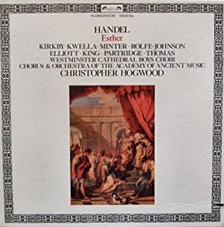 Händel* - Kirkby* • Kwella* • Minter* • Rolfe-Johnson* • Elliott* • King* • Partridge* • Thomas* • Westminster Cathedral Boys Choir* • Chorus* & Orchestra Of The Academy Of Ancient Music* - Christopher Hogwood : Esther (2xLP + Box)